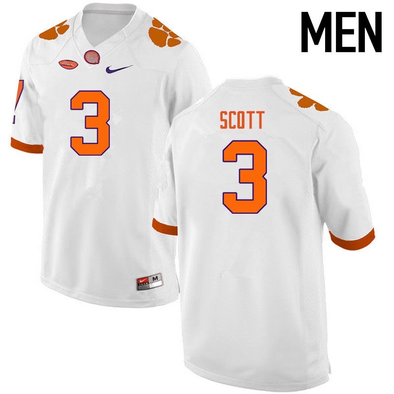 Men Clemson Tigers #3 Artavis Scott College Football Jerseys-White - Click Image to Close